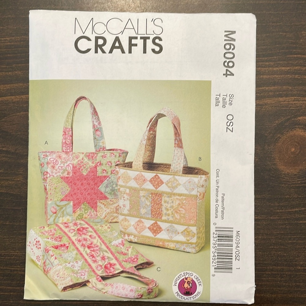 McCall’s Crafts Pattern M6094 UNCUT Fabric Bags